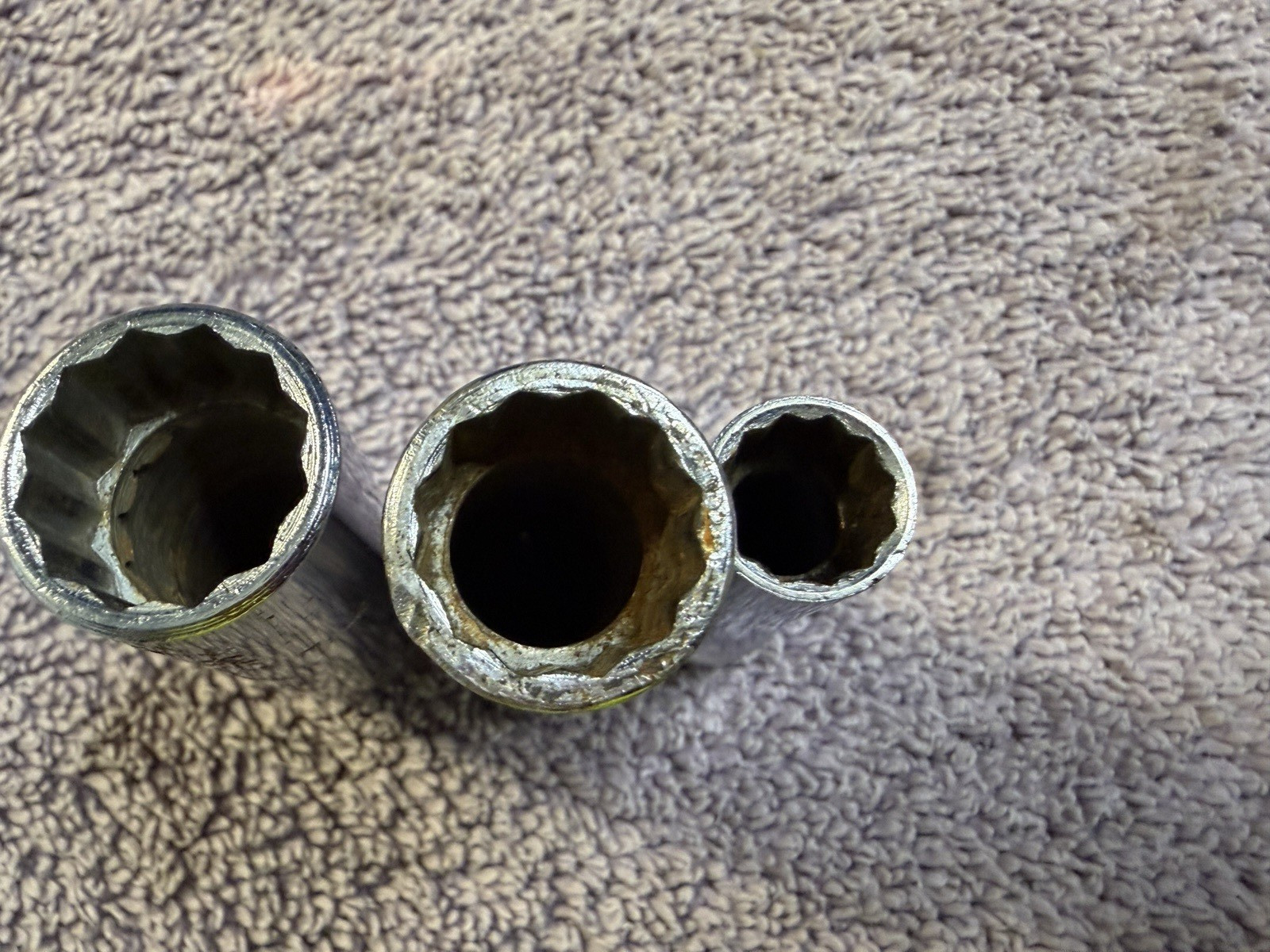 3 Snap-On Sockets 3/8″ Drive 12 Point SAE Deep 19/32 9/16 3/8 SF191 sf181 sf121