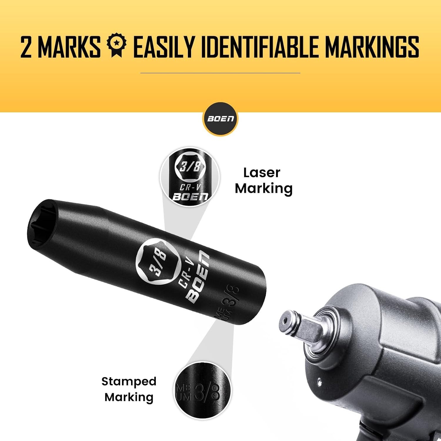 Durable 1/2″ Drive Impact Socket – Laser Marked, 6-Point, Automotive Essential