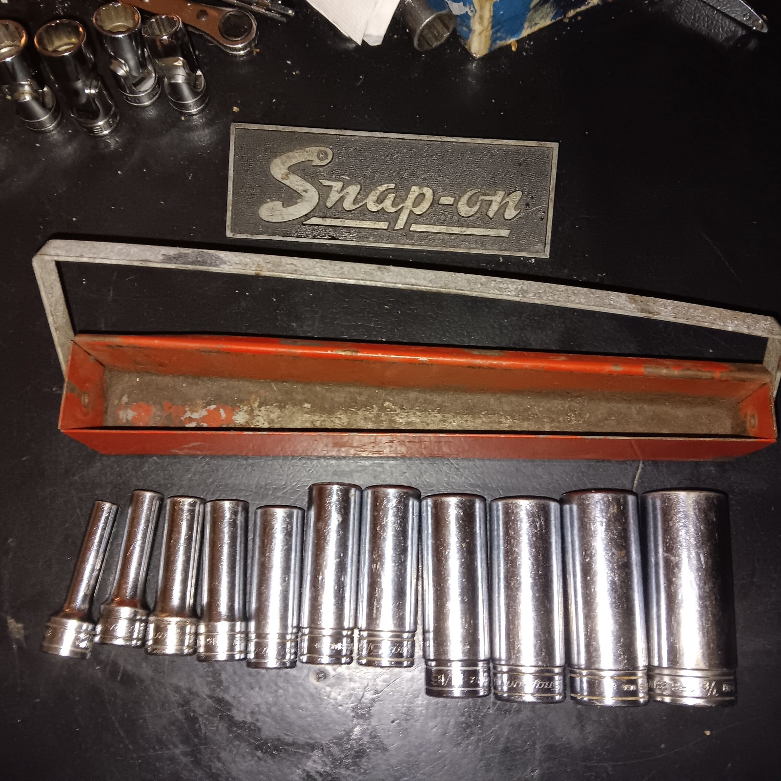 Snap On 3/8″dr Deep Socket Set W/tray 1/4″-7/8″ 12Pcs 6pt