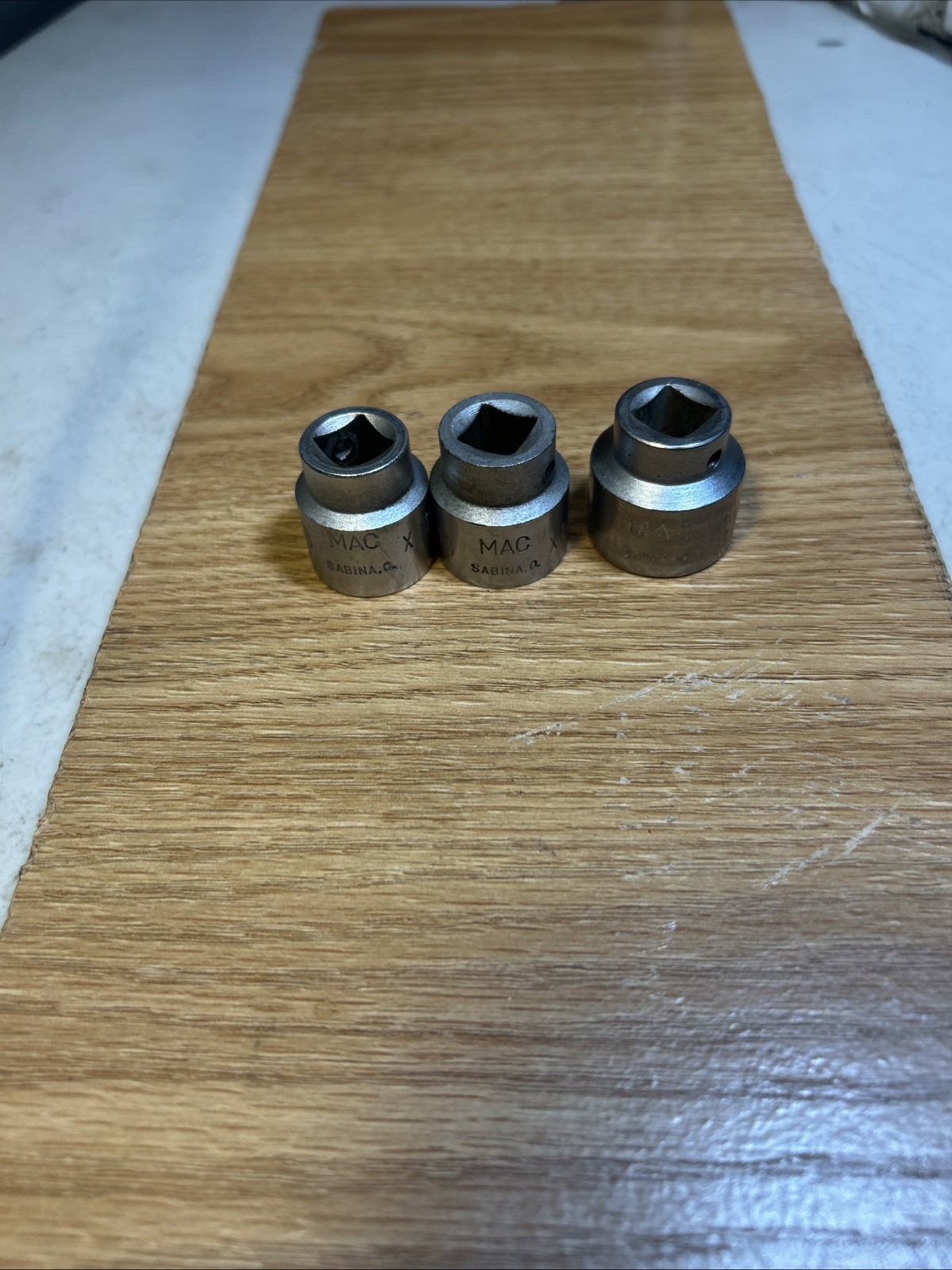 MAC – Lot Of 3 Shallow Sockets, M3/8” Drive,6pt (5/8”, 11/16” & 3/4”) Sabina, O