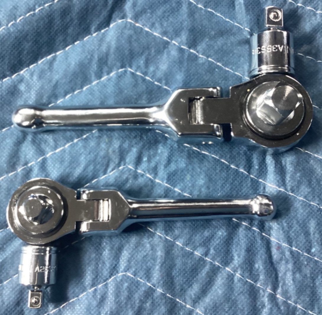 Pittsburg Stubby Flex Head Ratchets (1/2,3/8) with Icon Adapters, Quinn Drivers