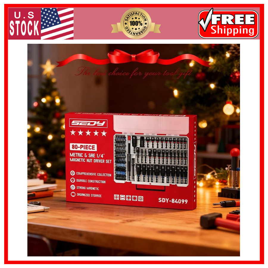 80pc Premium Magnetic Impact Nut Driver Set Metric SAE Socket Adapter Kit 80pcsX
