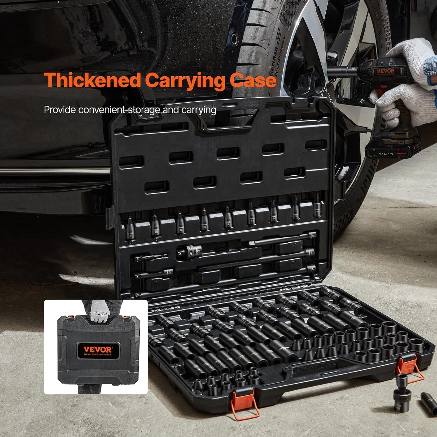 Comprehensive 90-Piece 3/8″ Drive Impact Socket Set with Swivel & E-Torx Sockets