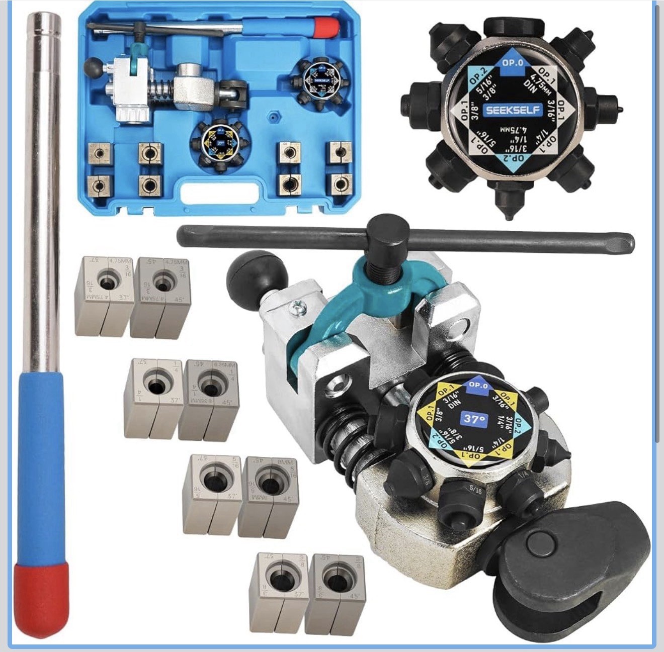 Professional Brake Line Flaring Tool Kit for 45 & 37 Degree Single, Double and B