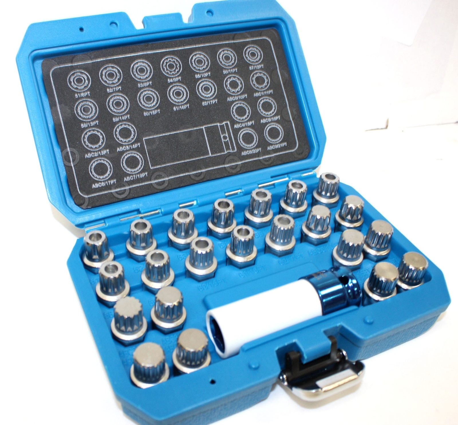 23Pcs Wheel Lock Lug Nut Spline Remover Socket Set Anti Theft Wheel Key VAG Golf