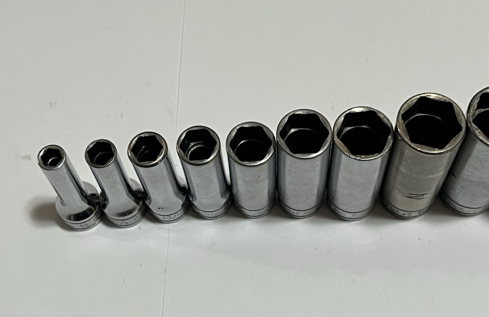 Snap On 211SFSY 3/8 Drive SAE Deep 6 Point Chrome Socket Set 11 pc 1/4 – 7/8