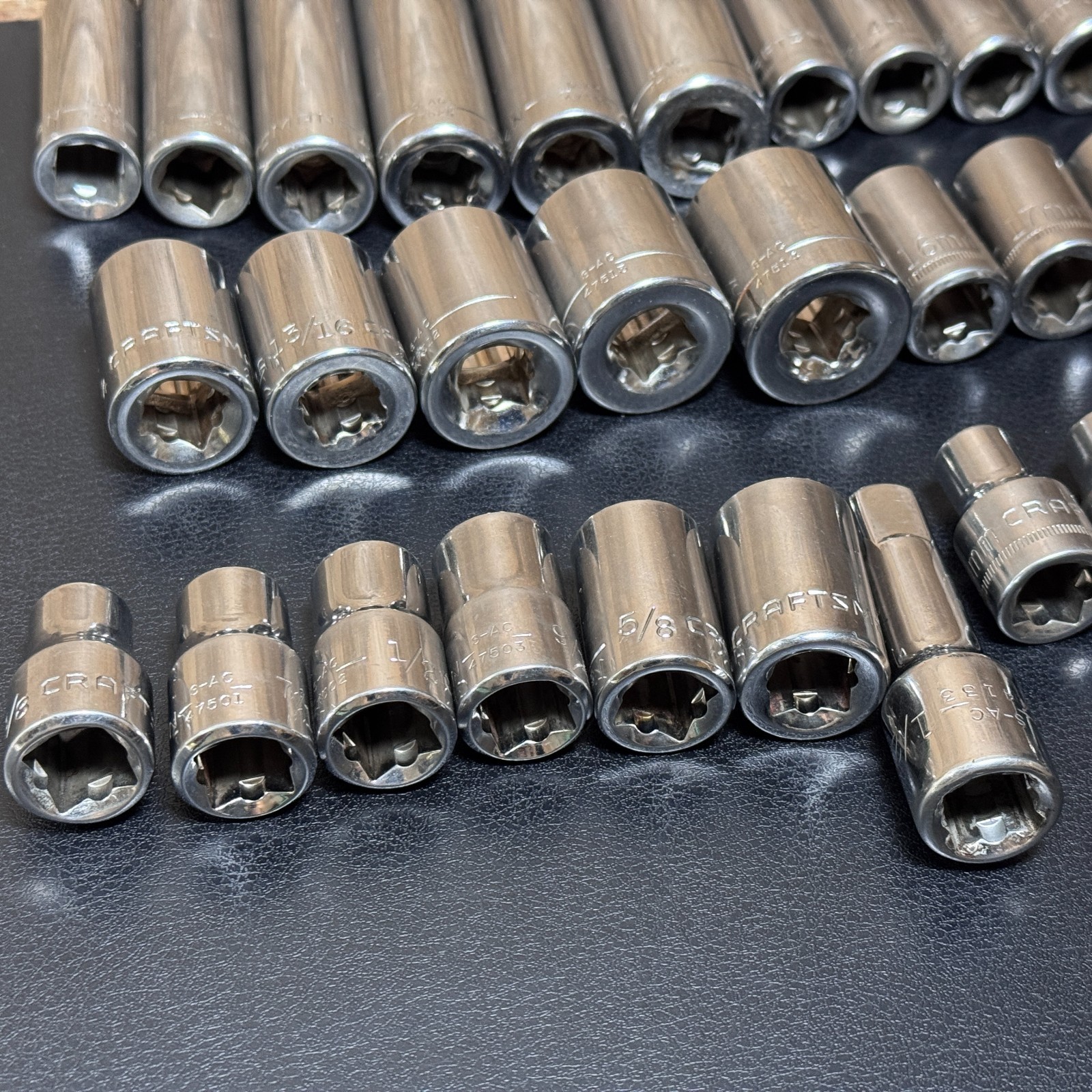 Craftsman S-AC 1/2 Drive Metric & SAE Socket Set STD Deep w/ Ratchet 44809 —40pc