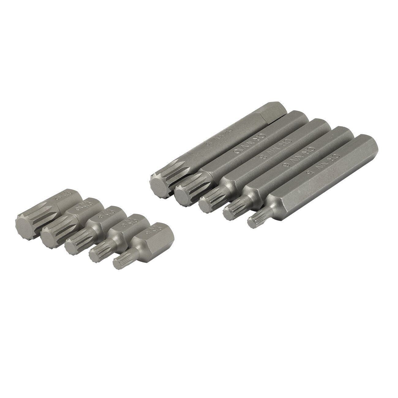 11pcs 12 Point Spline Socket Bit Set Hex Shank (M5 M6 M8 M10 M12 ), ASDSB11P