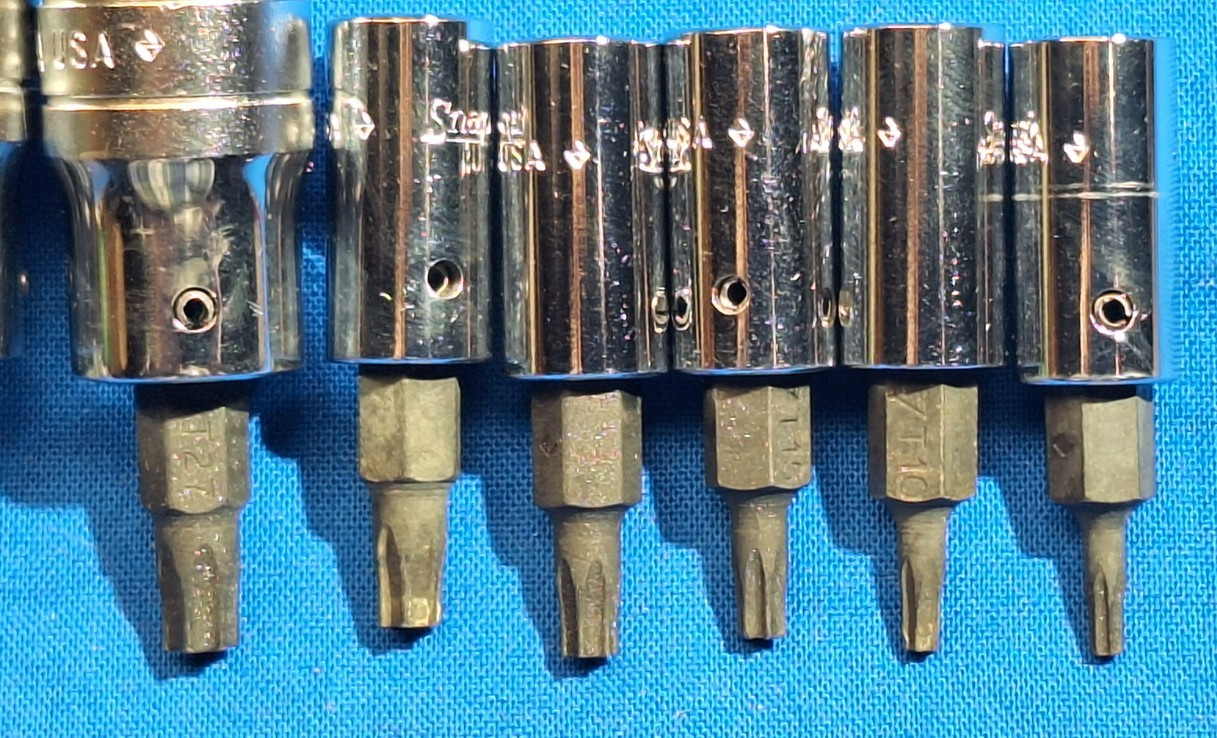 1986 Snap-On 211FTXY +1 12pc Torx bit socket set T55-T8 Includes FTX500 GM torx