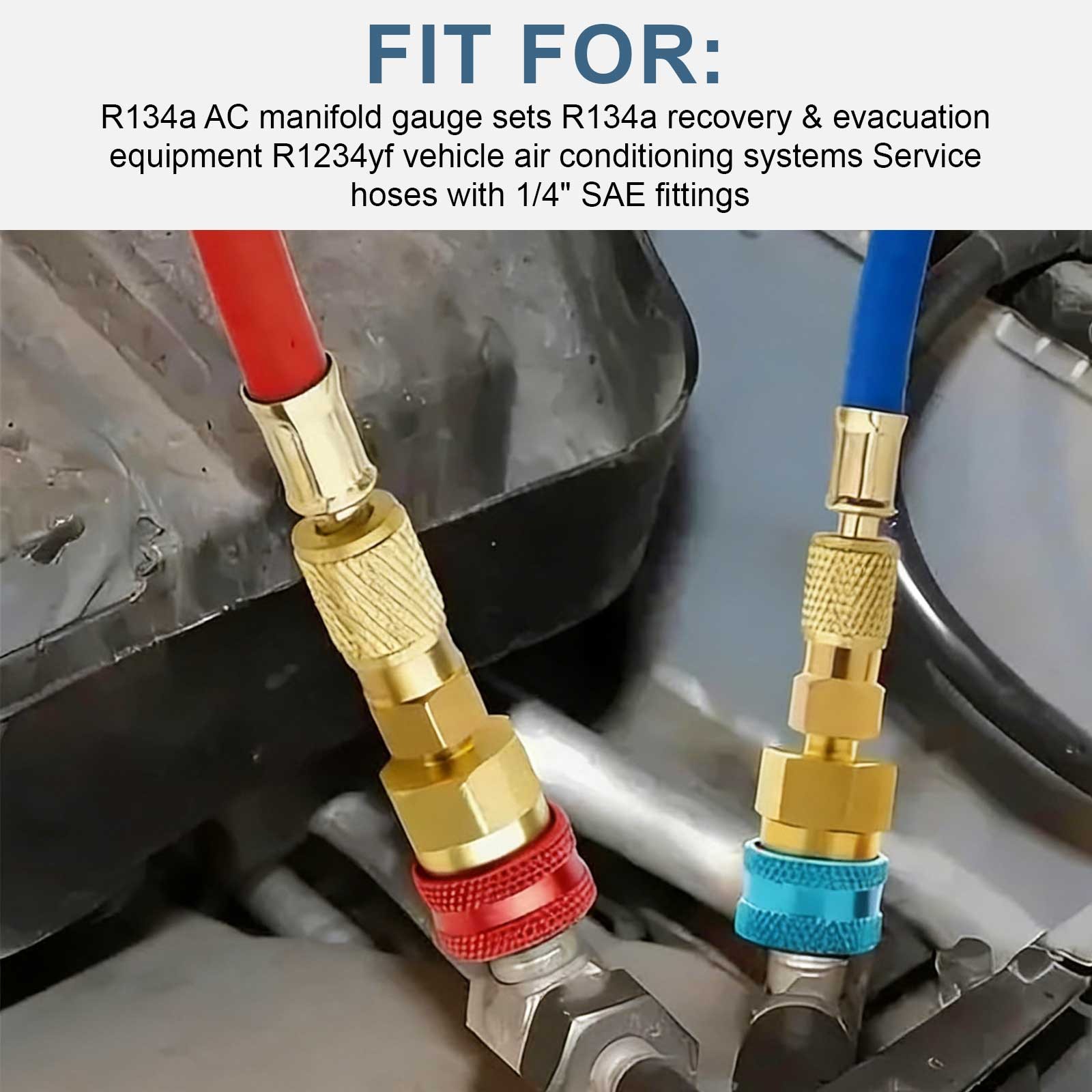 R1234YF to R134A Adapter Kit Quick Coupler High/Low Side Conversion A/C Can Tap