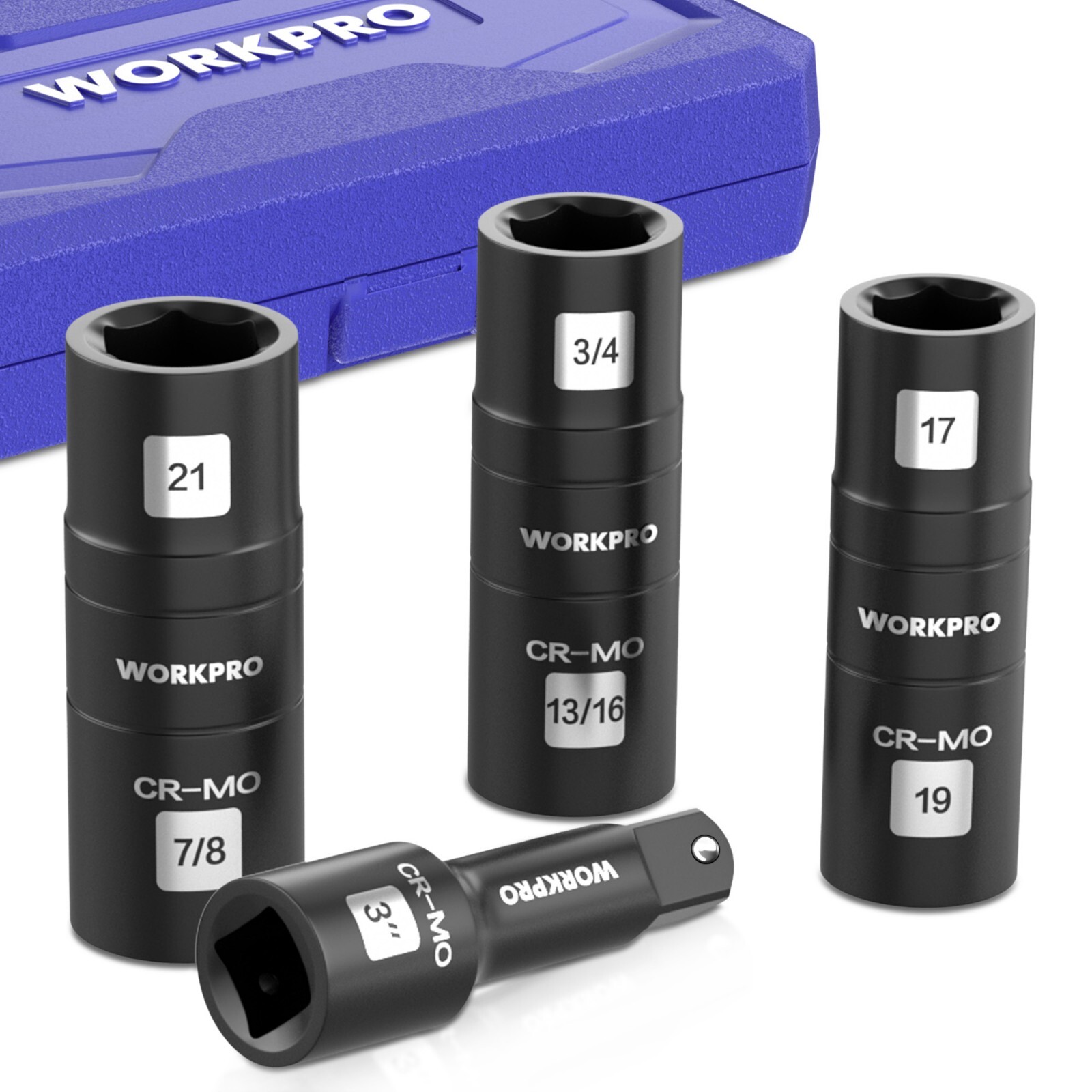 WORKPRO 4PCS Impact Socket Set 1/2″ Drive, Lug Nut Socket Set Cr-Mo Steel