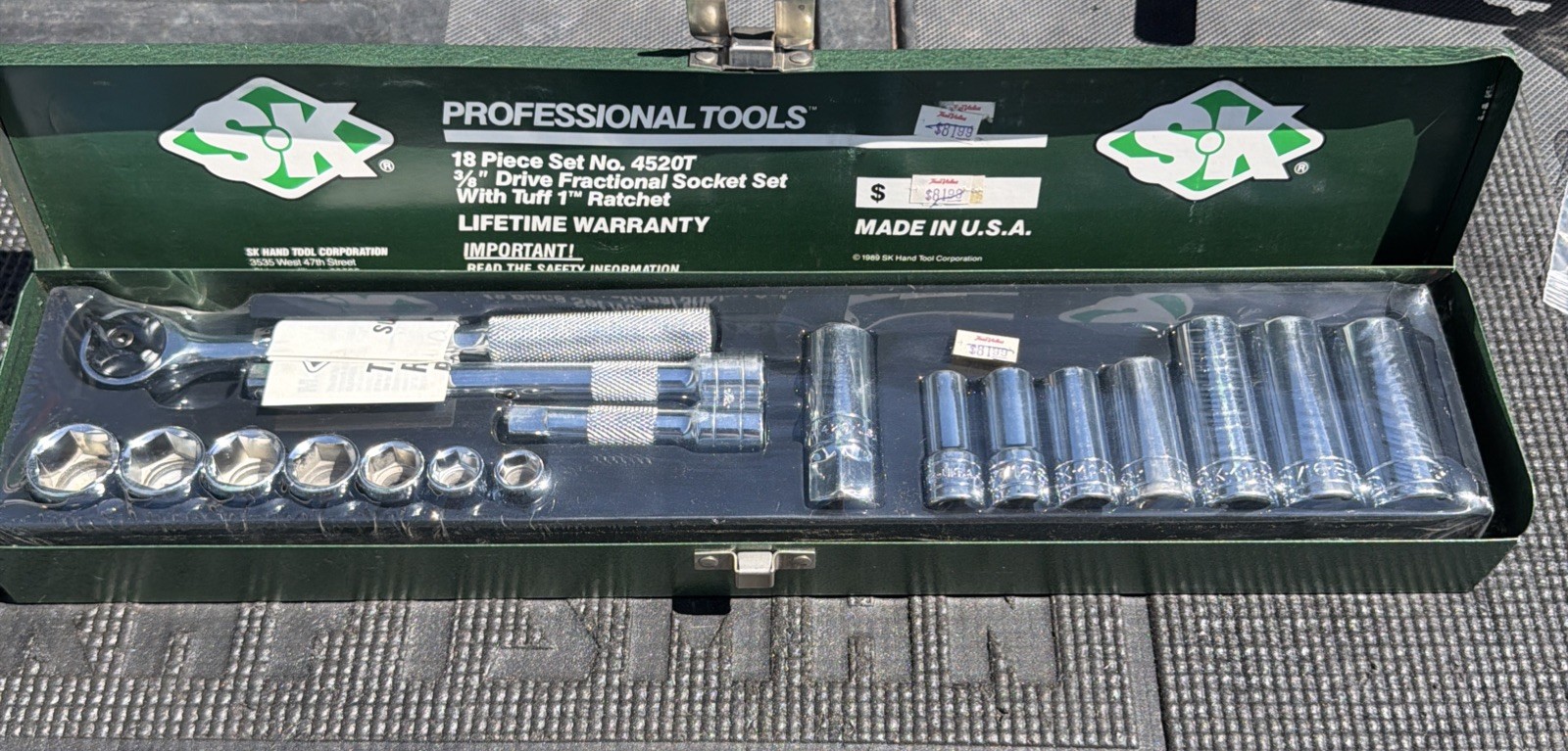 Rare Sk Tools USA 4520t 18pc Socket Tuff1 Ratchet Set SAE S-K Metal Case