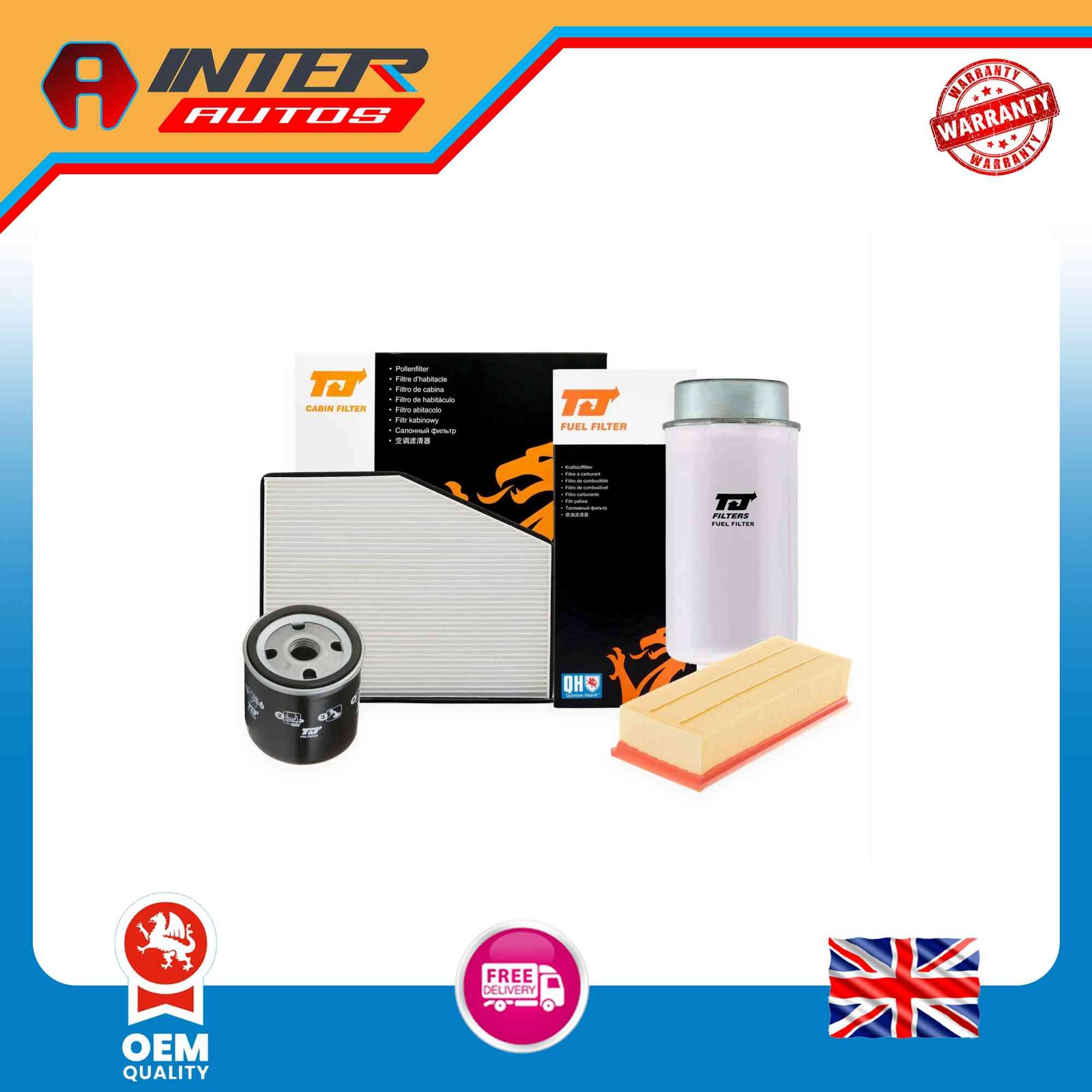 TJ Filters Service Kit Air + Fuel + Oil + Cabin Pollen Filter Fits Opel Vauxhall