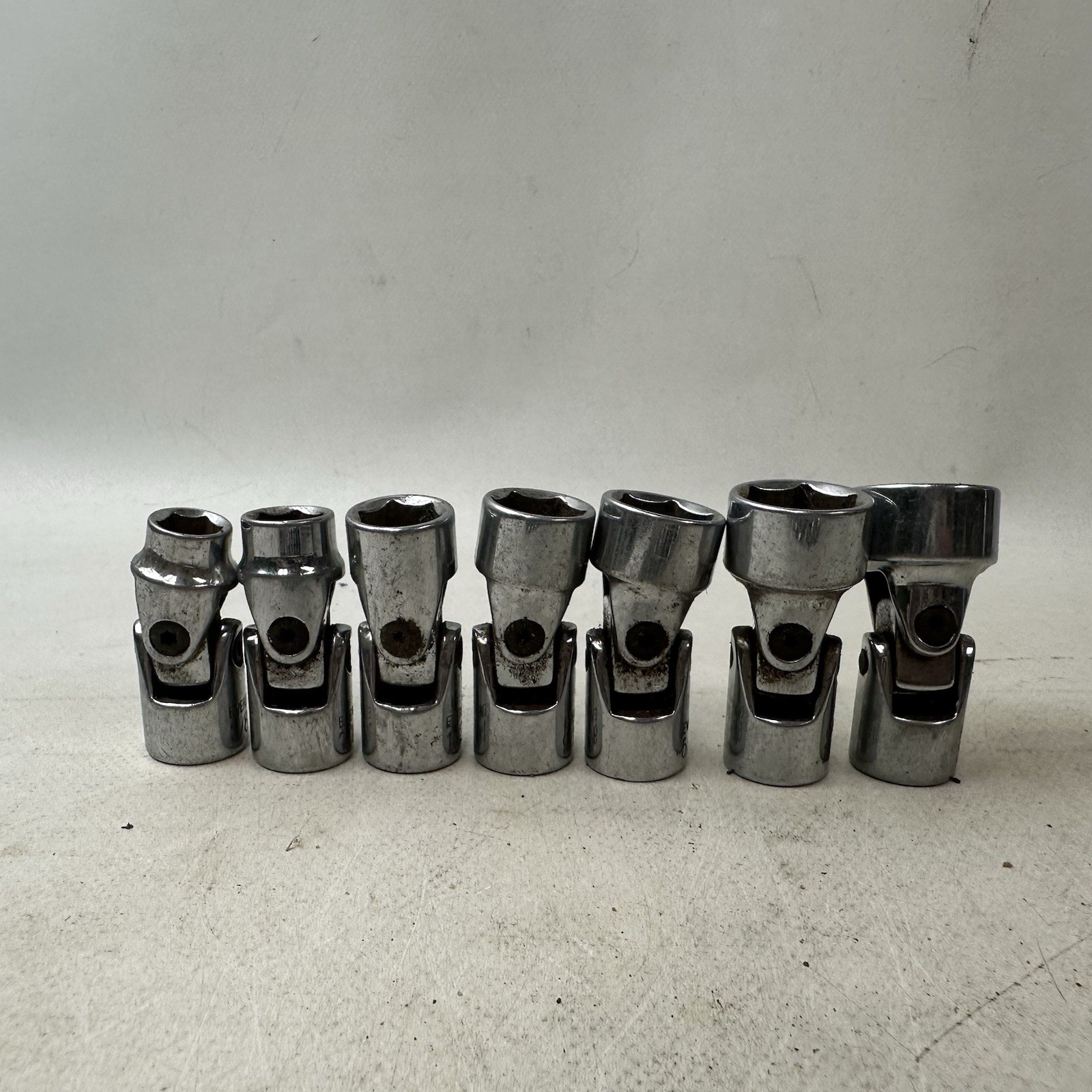 Evercraft SAE Swivel Sockets 12 Point Lot Of 7 3/8” 7/16” 1/2” 9/16” 5/8” 11/16”