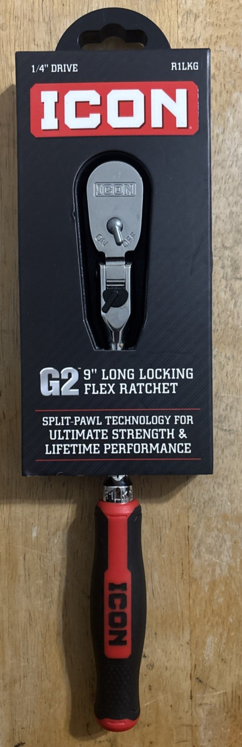 ICON (70451) – 1/4″ Drive G2 9″ Long Locking Flex Ratchet (R1LKG)… FREE S&H!