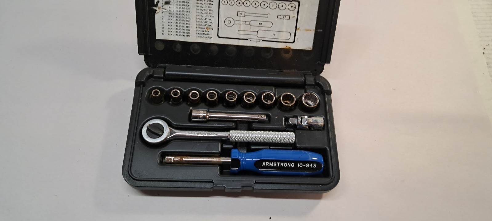 armstrong 1/4″ drive socket set 13 pcs 5120-00-081-2305 (51104)