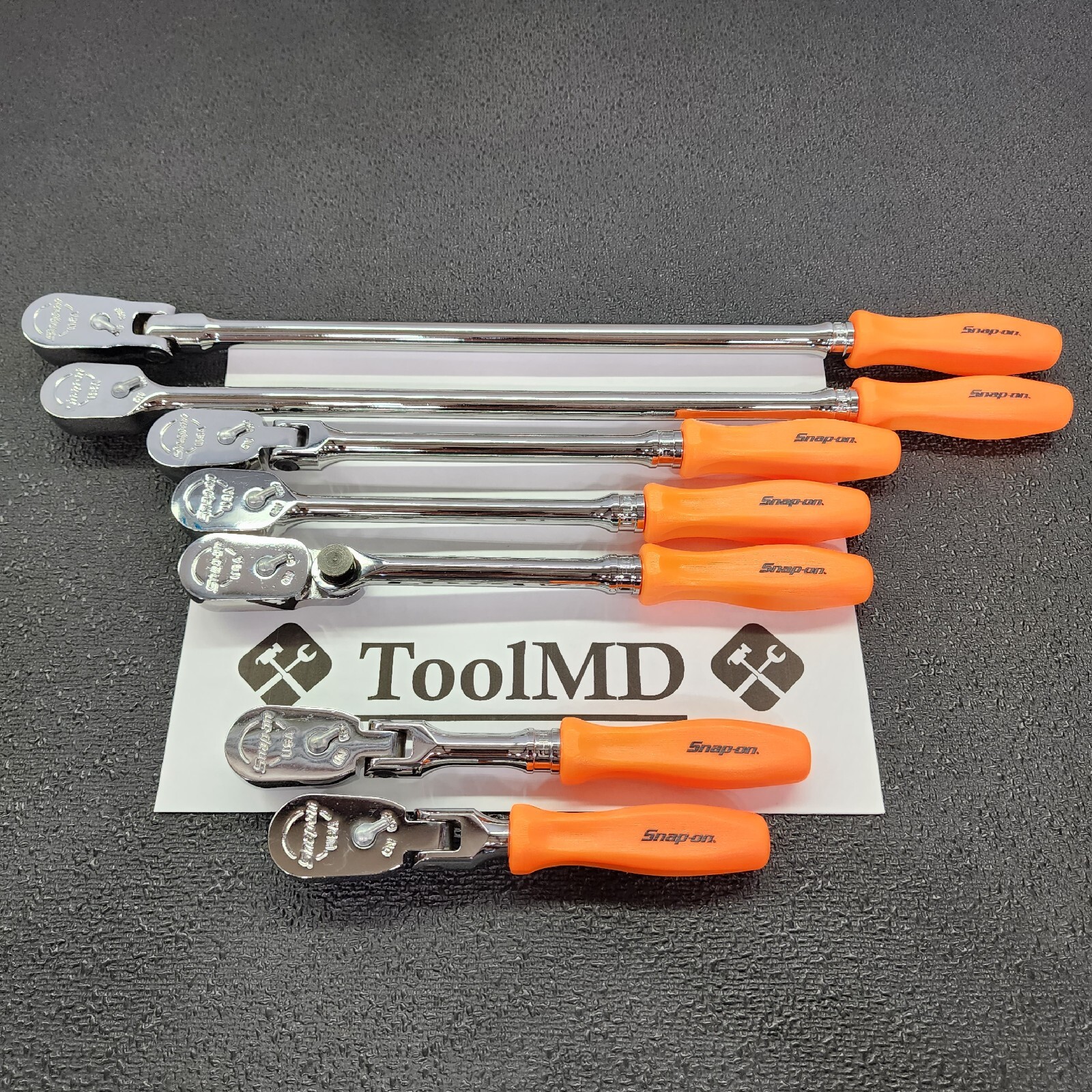 Snap-on Tools USA NEW 7pc ORANGE Hard Handle 3/8″ Drive Fixed Flex Ratchet Set