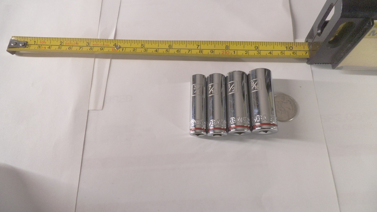 4 pcs Kobalt 1/4 drive 6pt deep Laser marked sockets sizes 3/8, 7/16, 1/2, 9/16