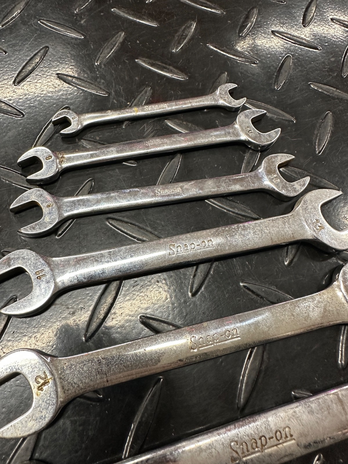 Snap-On Metric Double Open End Wrench Set 8pc 6mm-19mm VOM Underline 1980s