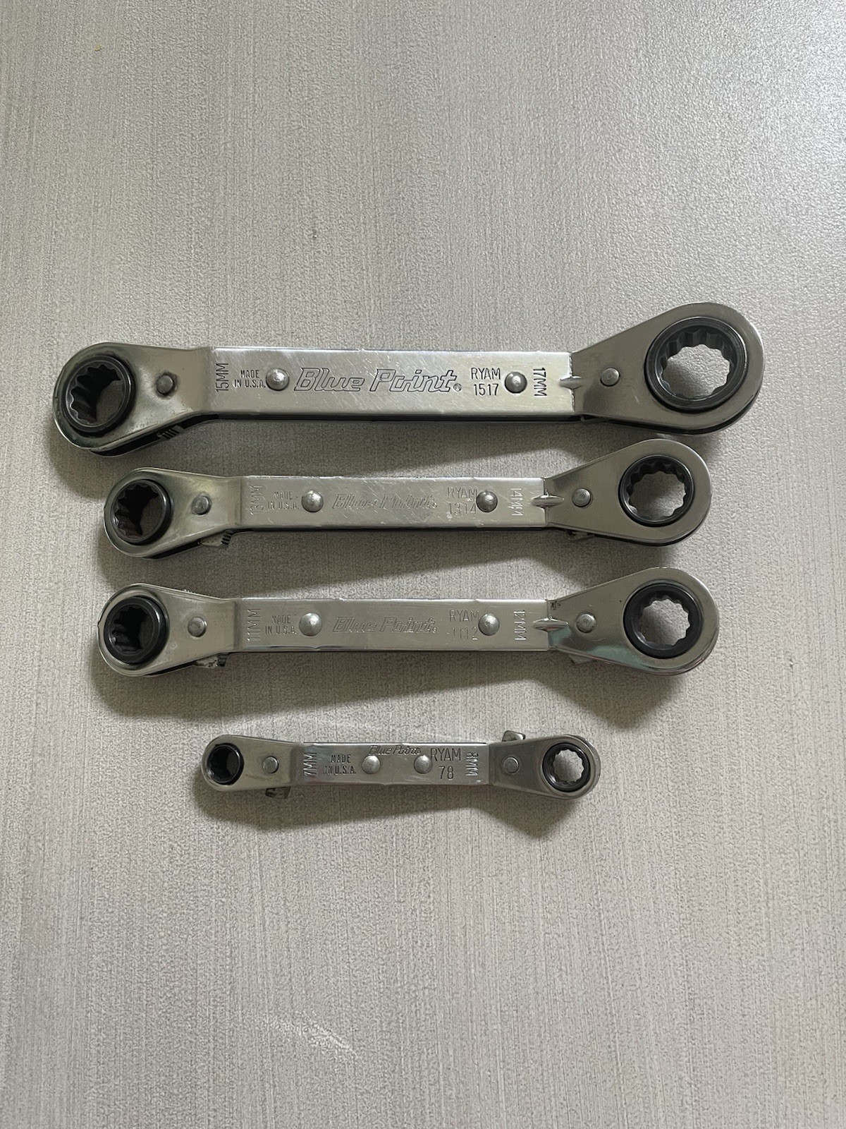 Blue Point Metric Offset Ratcheting Double Box End Wrench Set 78 1112 1314 1517