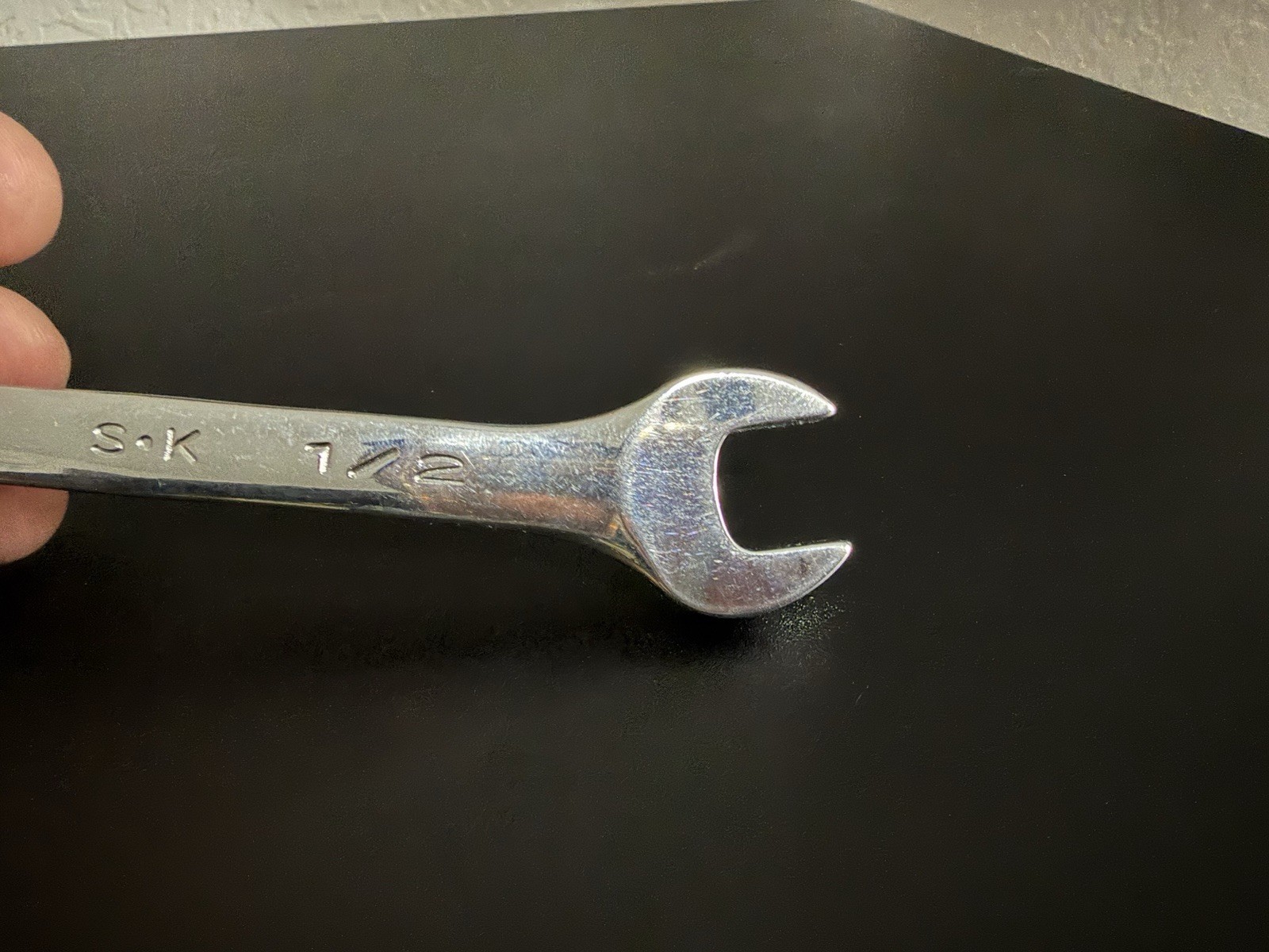 SK Hand Tool 86414 Regular Open End Wrench, 7/16 x 1/2-Inch, Full Polished
