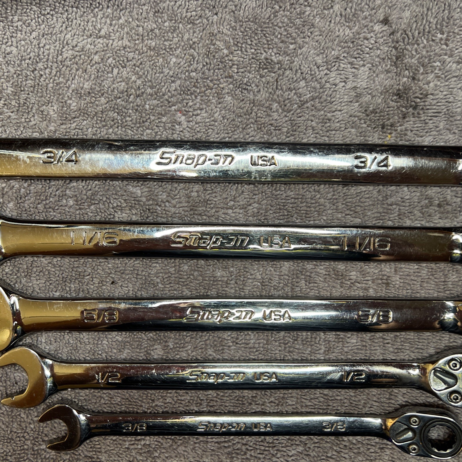Snap On SAE Flank Drive Plus Reversible Ratcheting Combo Wrench Set (5/16-3/4″)