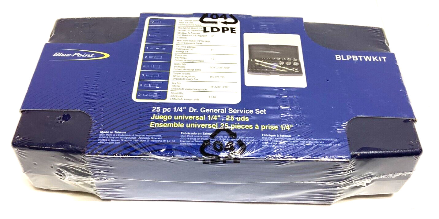 NEW Blue-Point BLPBTWKIT 25-piece 1/4″ drive Socket / Hex Bit Ratchet Set Sealed