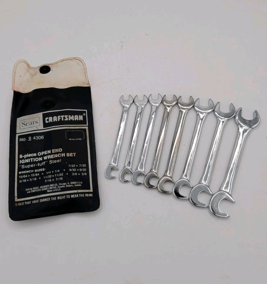 Craftsman 8 Piece Open End Ignition Wrench Set 4306 SAE 7/32 – 7/16 USA Super