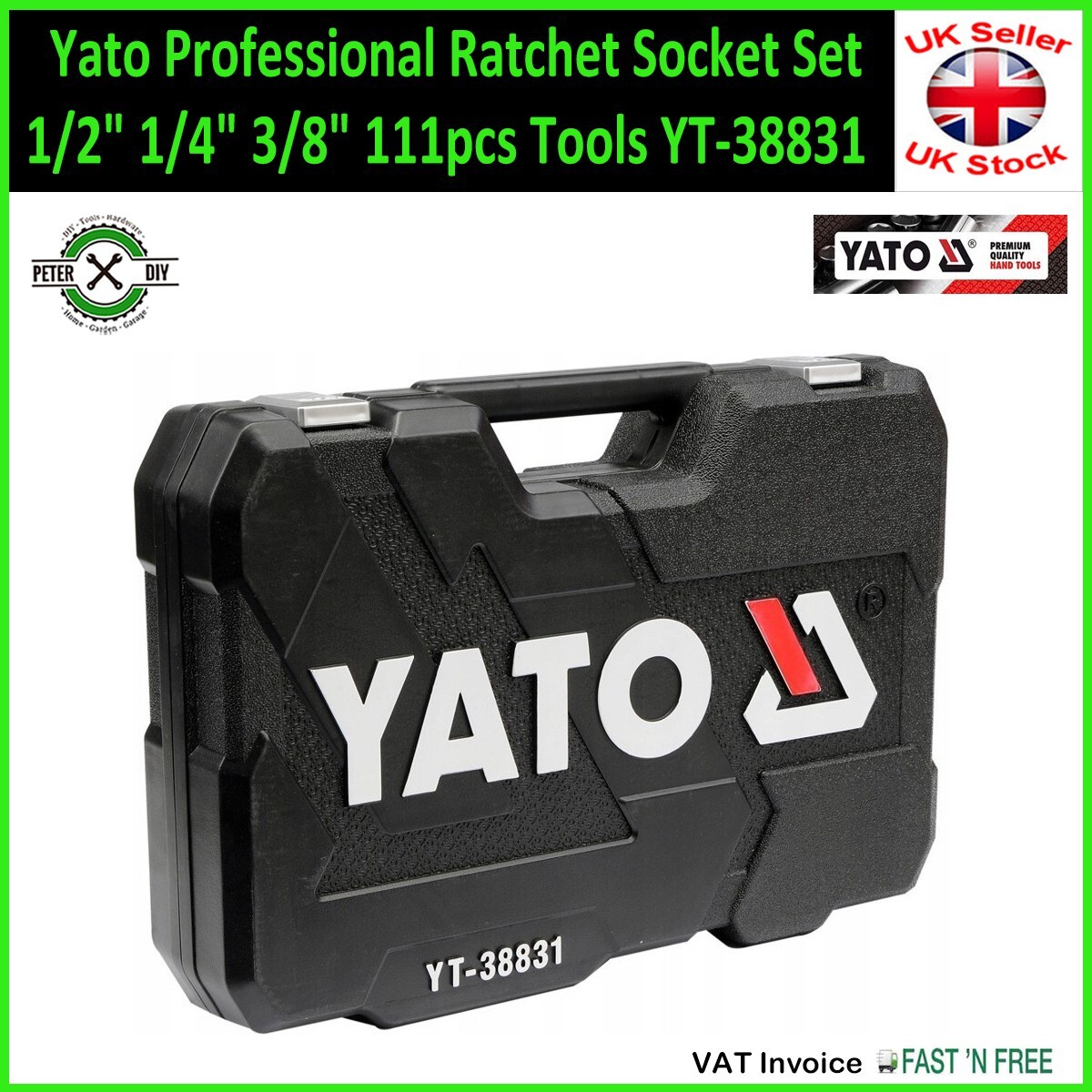 SOCKET SET RATCHET Yato Professional Tools 1/2″ 1/4″ 3/8″ 111pcs Tools YT-38831