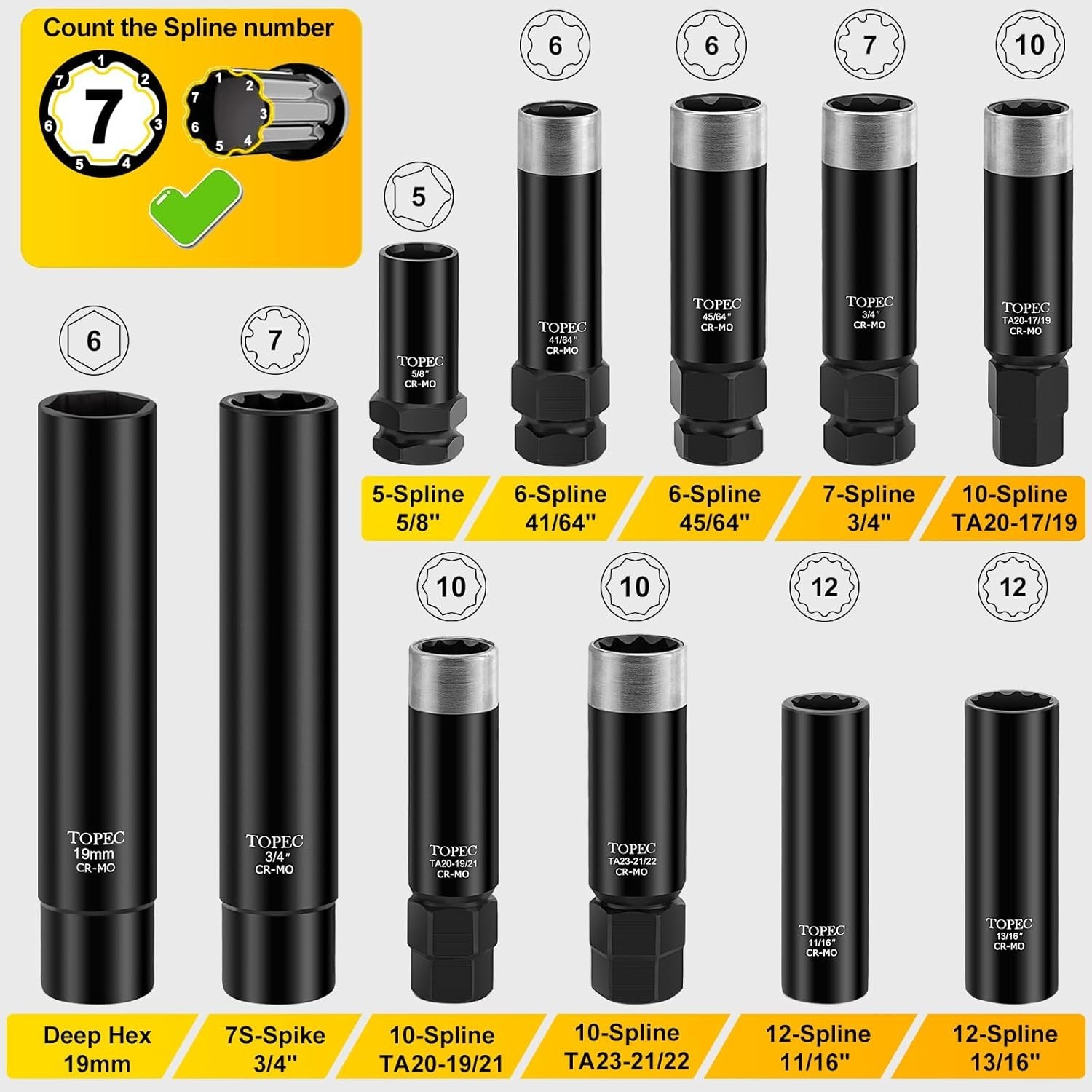 11PCS Lug Nut Key Set for Spline, Spike, Hex Locks Wheel Lock Removal Kit