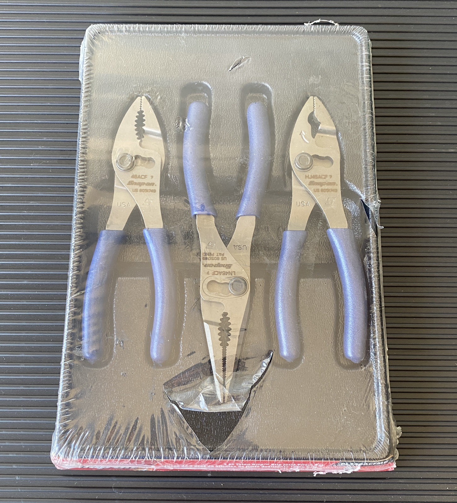 1-Dy Shp! New SEALED Blue Snap On PL346ACFMB 6in Talon Grip Slip Joint Plier Set