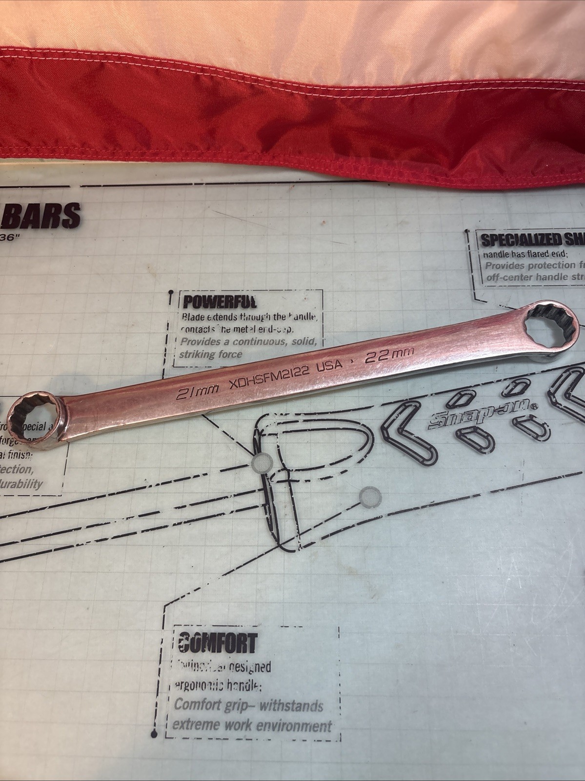 Snap-on Tools XDHSFM2122 21mm-22mm 12-Point Metric Short 0° Offset Box Wrench