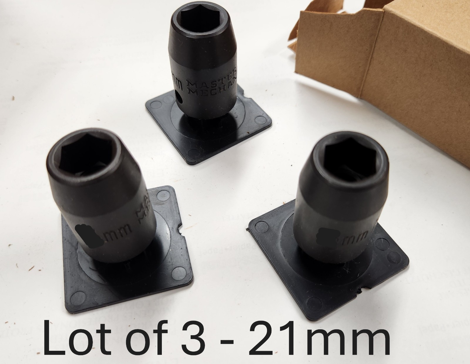 1/2″ drive x 21mm 6-point impact socket shallow standard MADE IN USA – LOT of 3