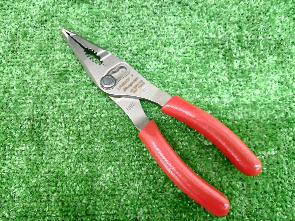 SNAP ON TOOLS LN46ACF RED 7″ Soft Grip Long Nose Slip Joint Pliers Unused JP
