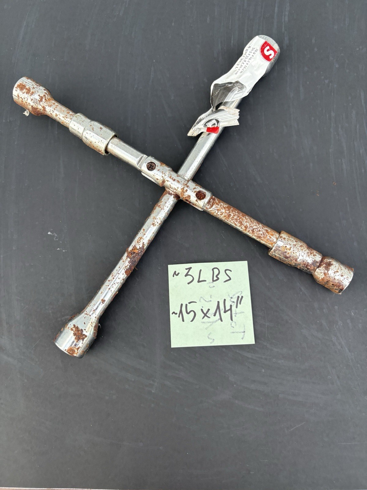 4-Way Folding Lug Wrench Universal Cross Tire Iron Wheel Nut Tool