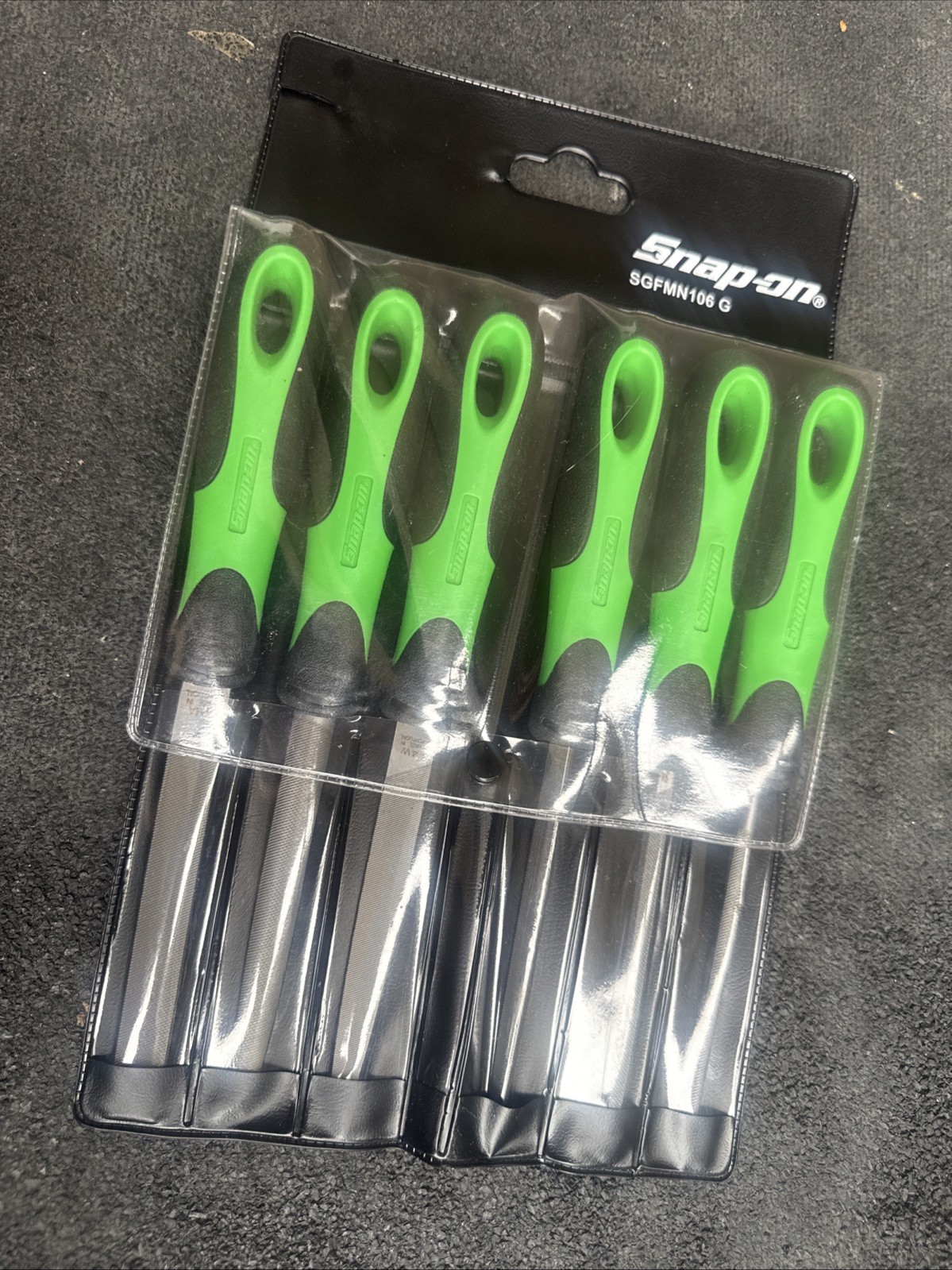 For SNAP ON TOOLS 6Pc GREEN Soft Grip Handle Miniature File Set SGFMN106 G