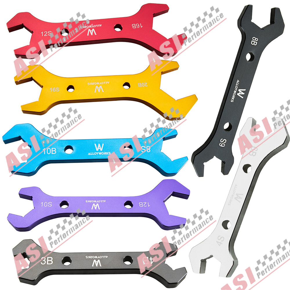 Aluminum 7-Color Double Ended AN Hose Line AN3 to AN20 Wrench Spanner Tool Kit,