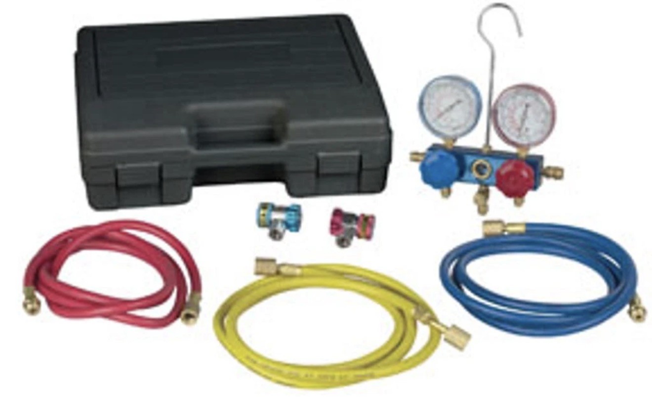R1234YF Aluminum Manifold Gauge set, Hose Set, and Service Couplers 24559 New