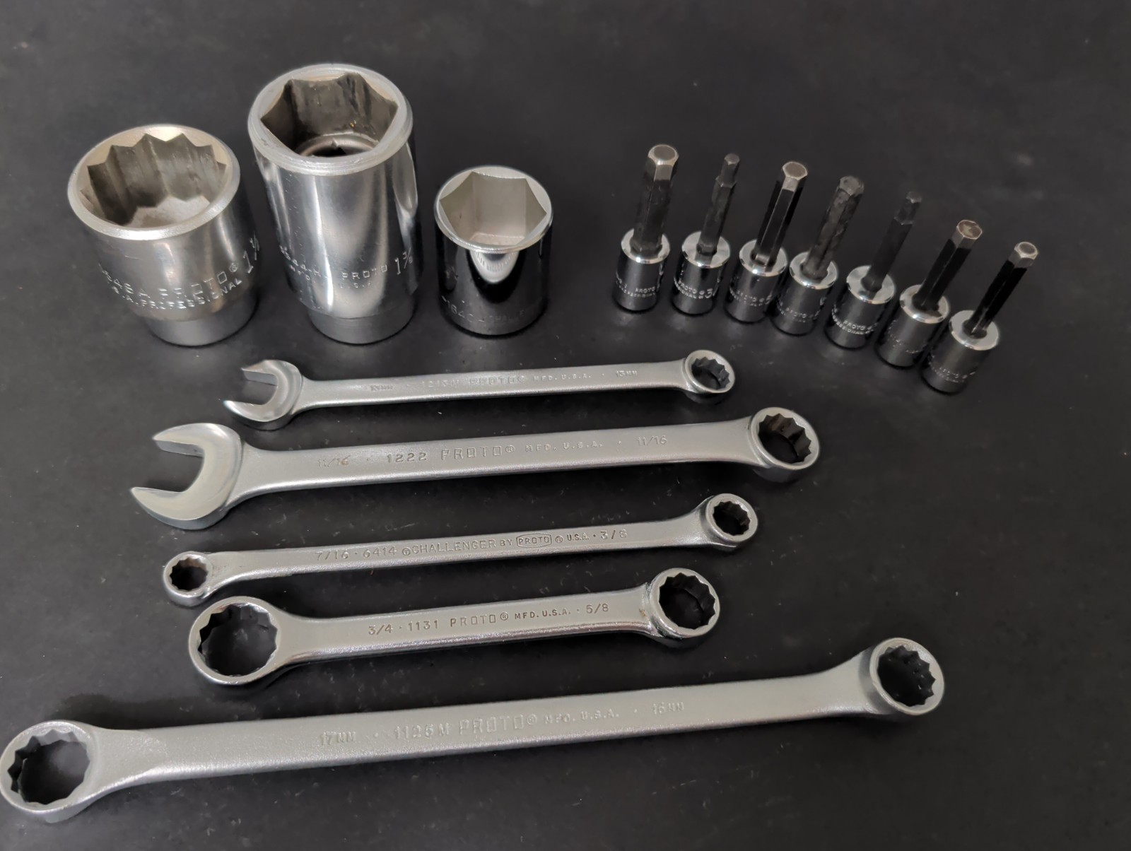 PROTO USA Tool Lot 15pc Wrenches Hex Bit Sockets Large Sockets Mechanic