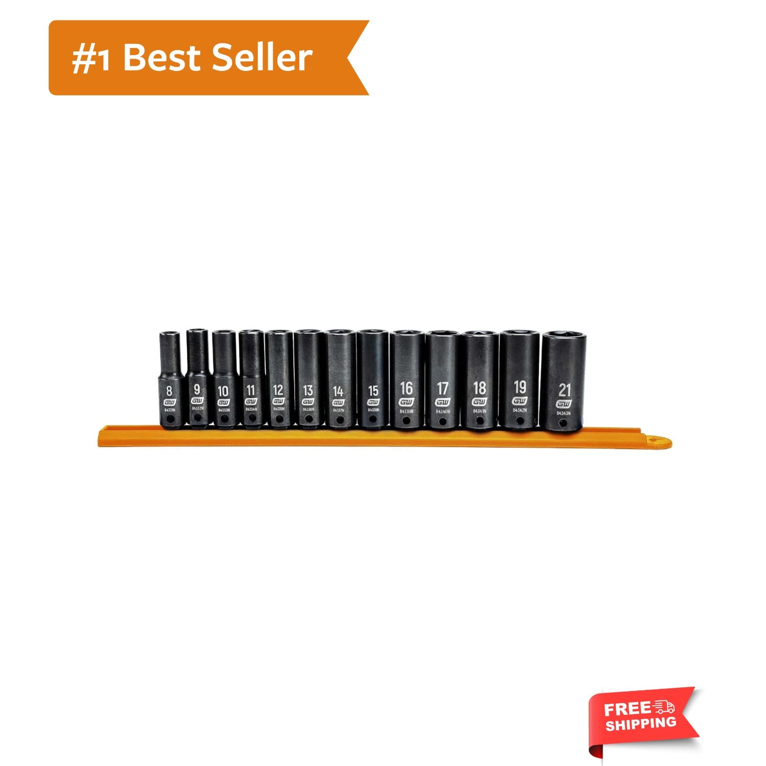 13 Pc. 3/8″ Drive 6 Pt. Deep Impact Socket Set, Metric – 84914N