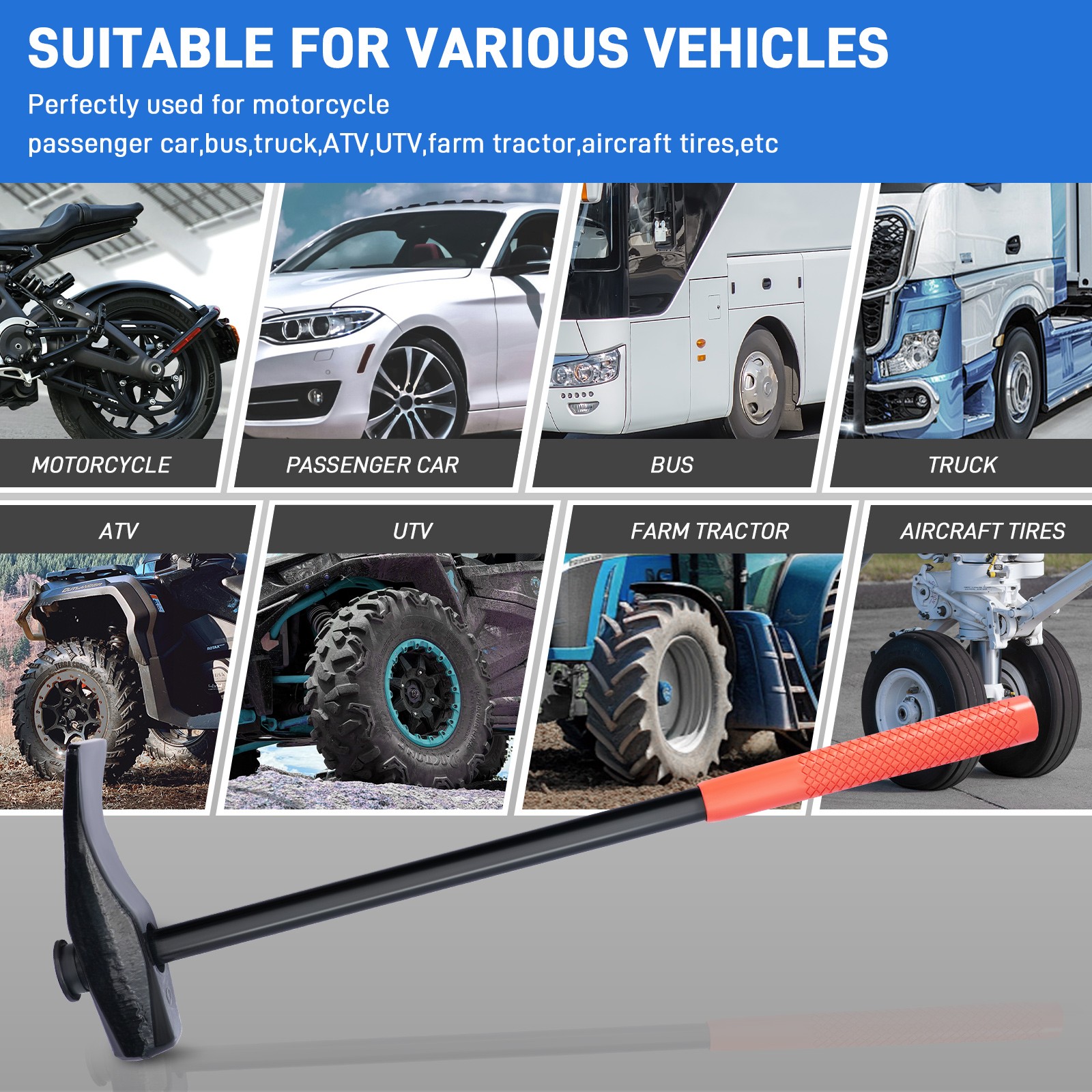 Tire Hammer 35429 Tire Bead Breaker Tool for Tire Removal Tire Tools 32″ Handle