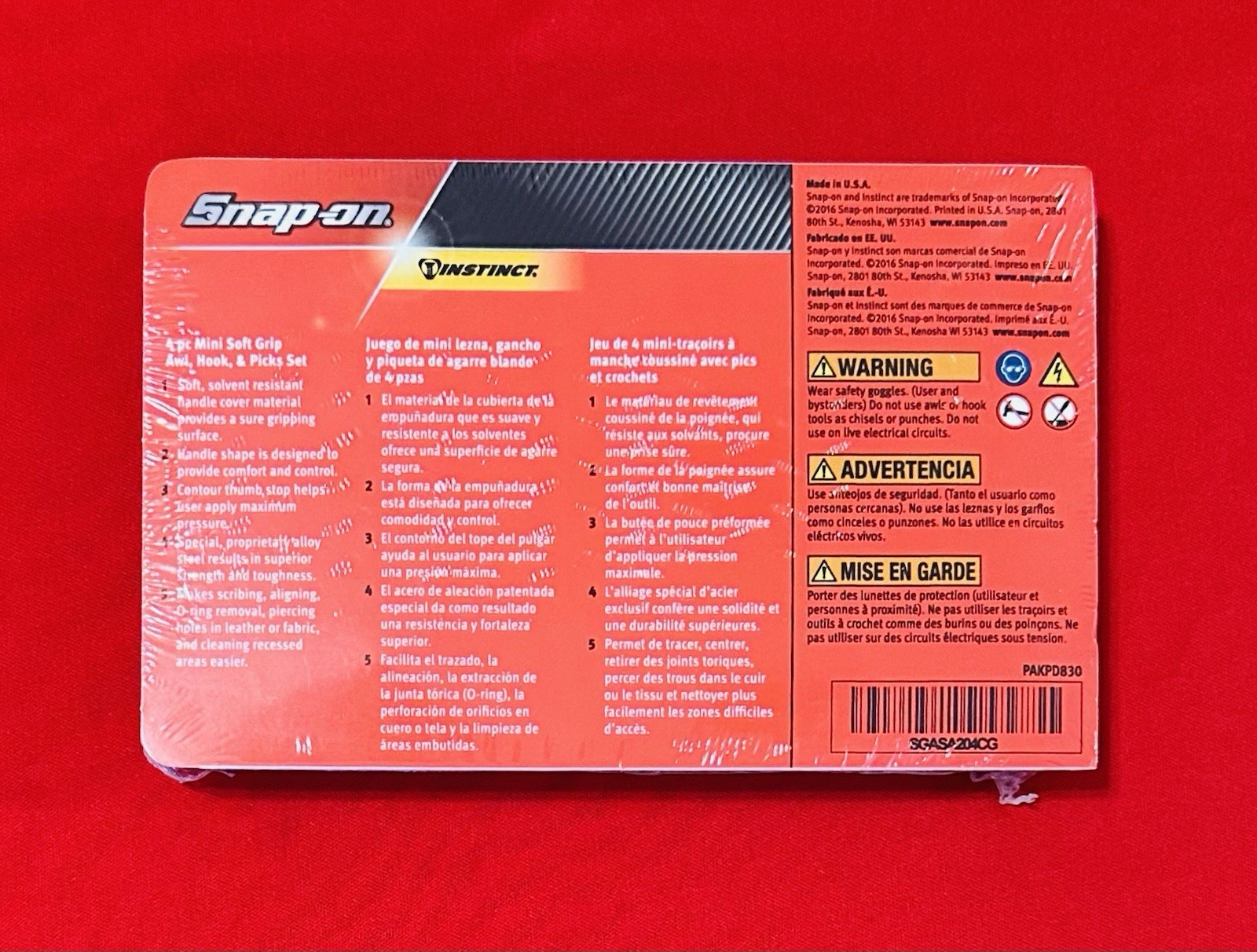 Snap On Tools Mini Soft Grip Pic 4 Pieces Set Green New