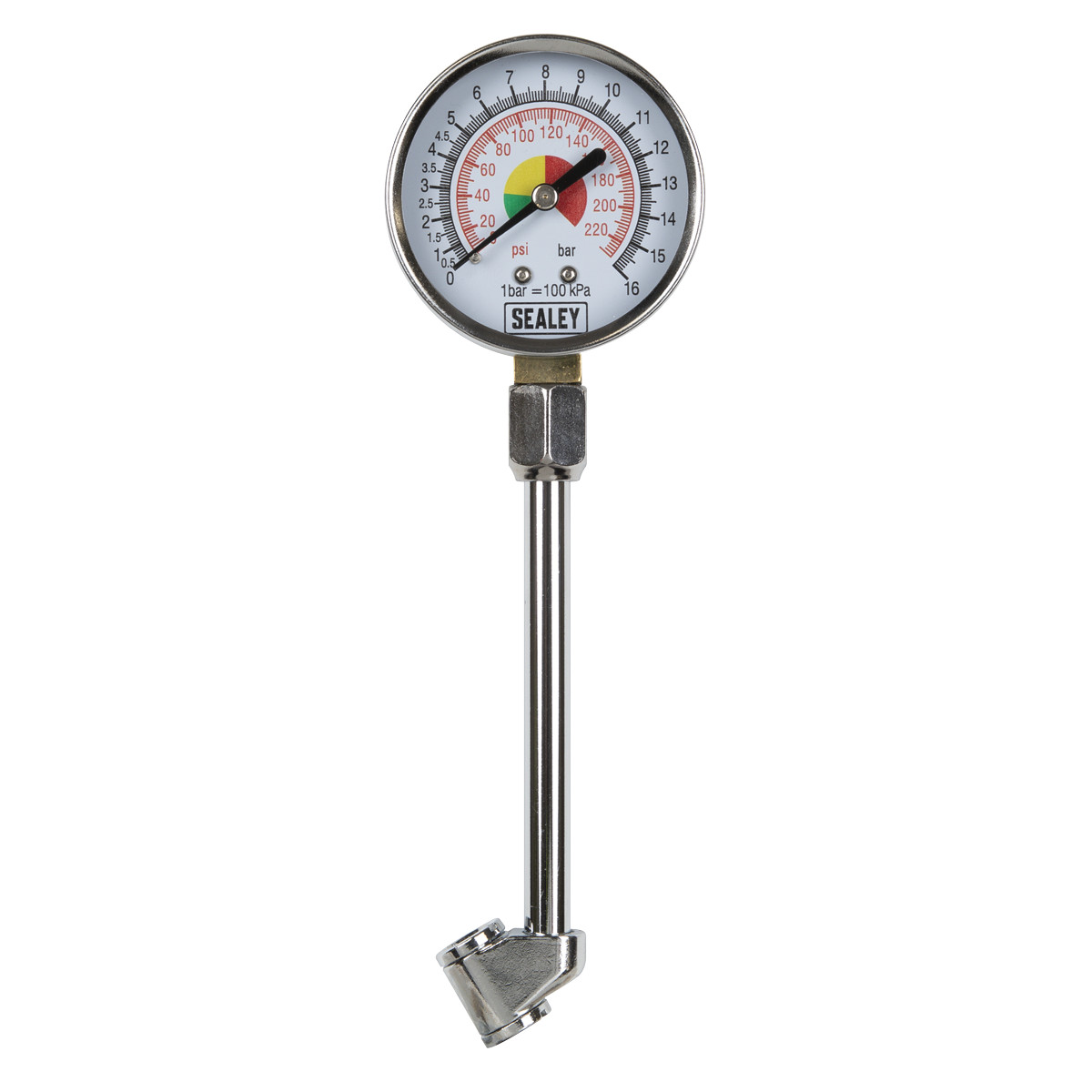 Sealey TSTPG34 Twin Connector Tyre Pressure Gauge 0-220psi
