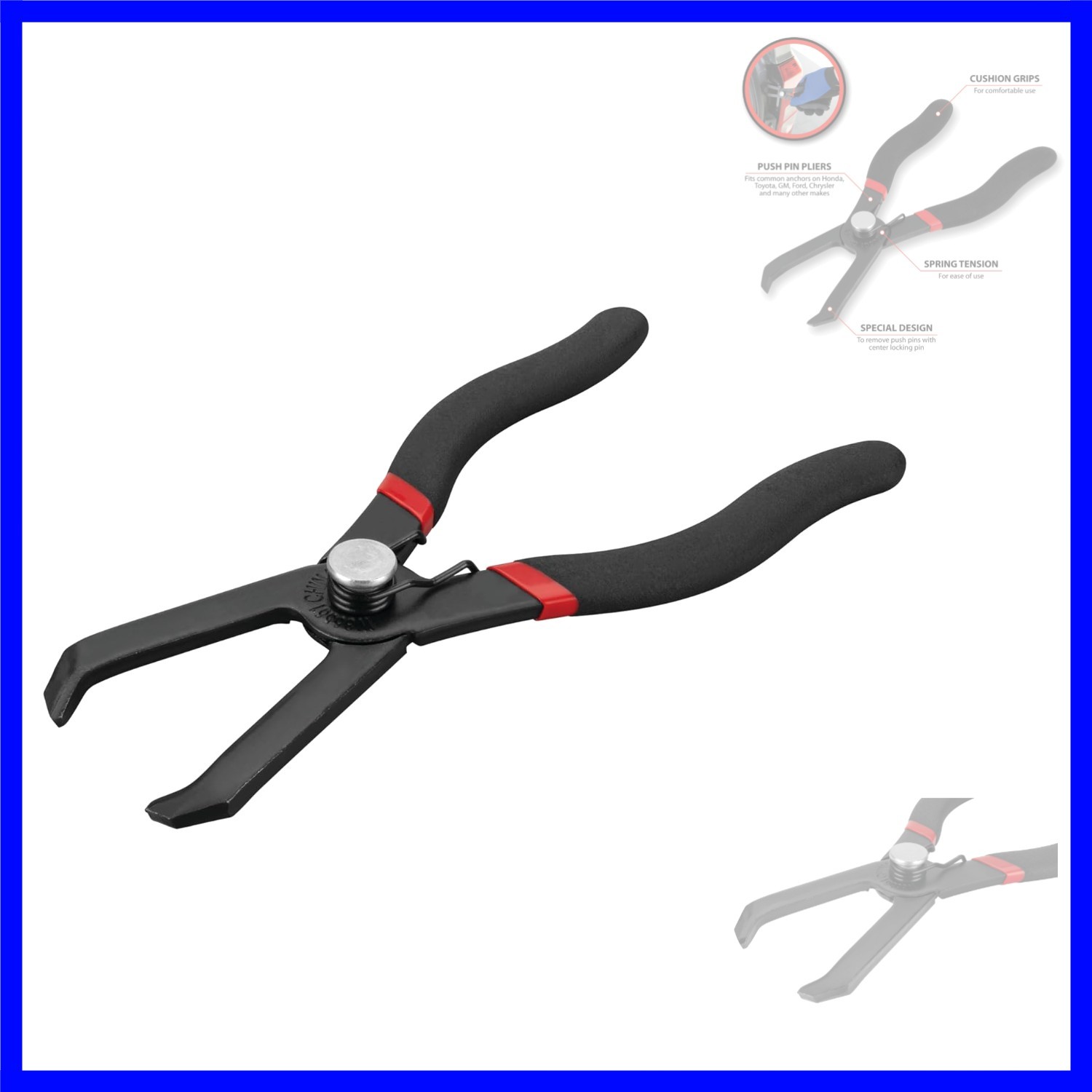 W86561 Angled Push Pin Pliers for Retainer & Anchor for Honda, Toyota, GM, Fo…