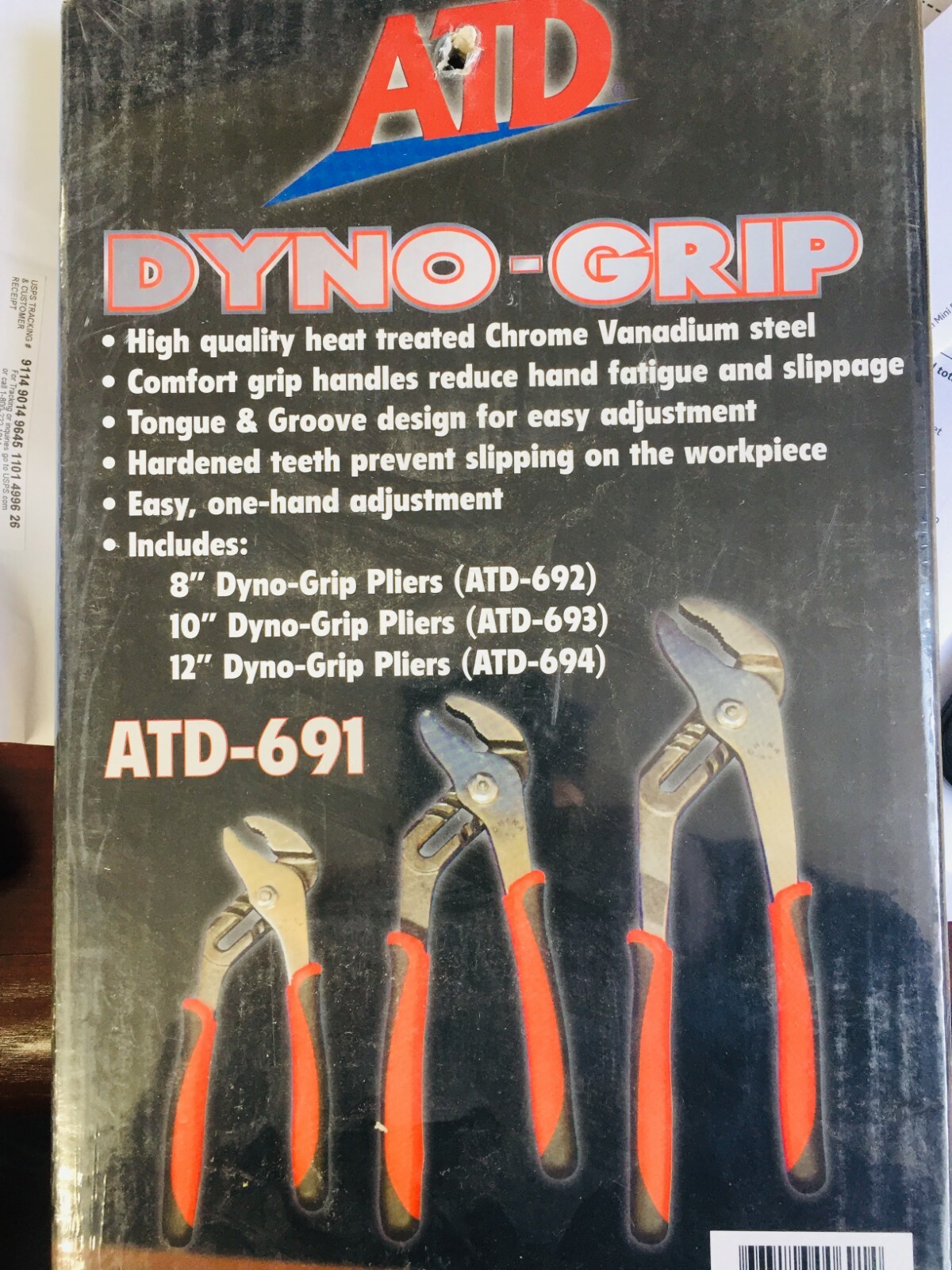 NEW ATD 3PC DYNO PLIERS SET ONE YEAR WARRANTY ATD-691