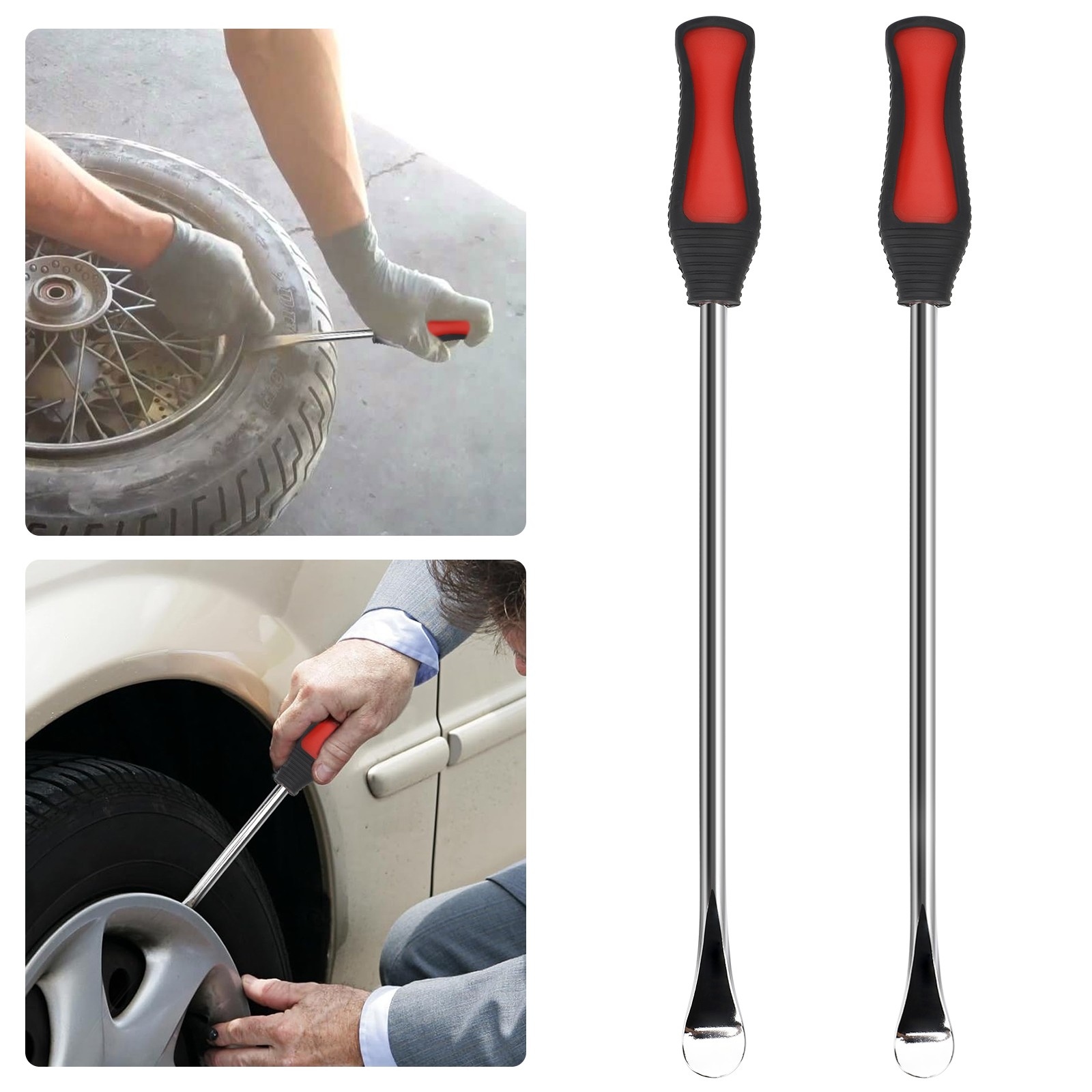2Pcs 14.5″ Steel Tire Spoon Lever Iron Tool Kit for Motorcycle Car Tire Changing