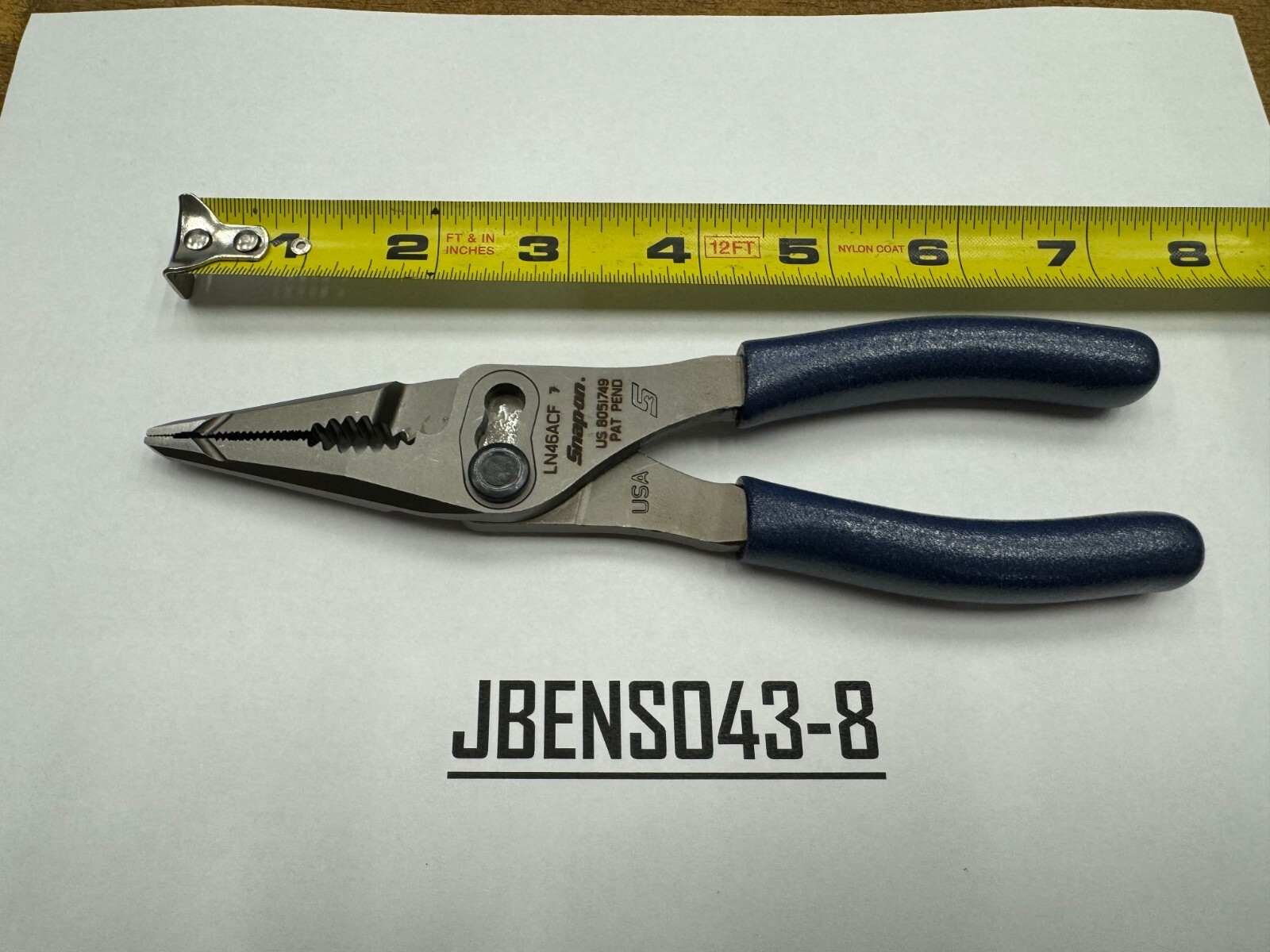 Snap-On Tools NEW POWER BLUE 7″ Soft Grip Long Nose Slip Joint Pliers LN46ACFMB