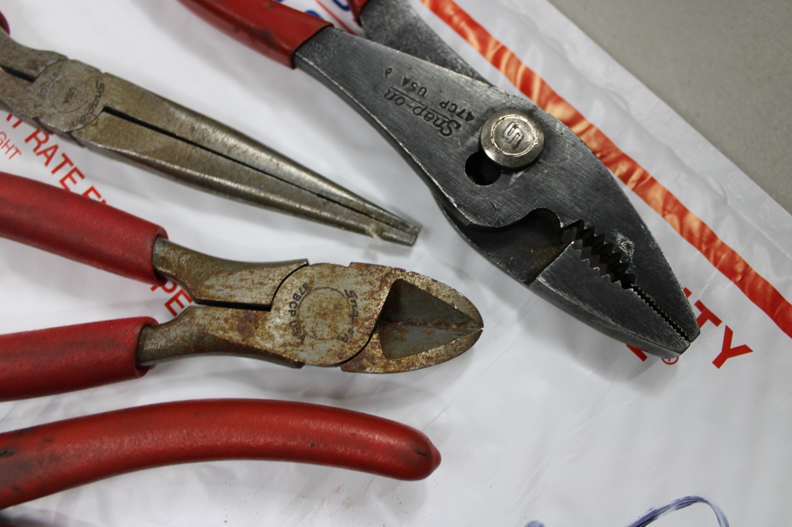 Snap On USA 6pc RED Grip Cutters & Pliers 47CP 96BCP 32BCP 87BCP 96BCP 97BCP