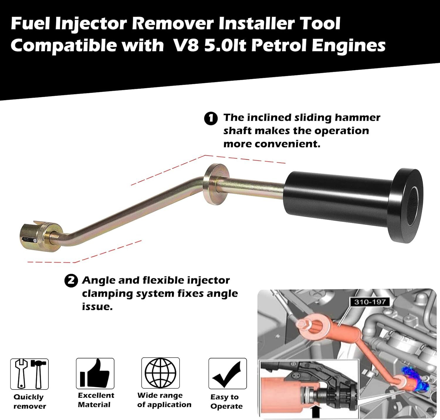 Fuel Injector Removal Puller Tool 310197 For Jaguar Land Rover Range Rover XK XJ