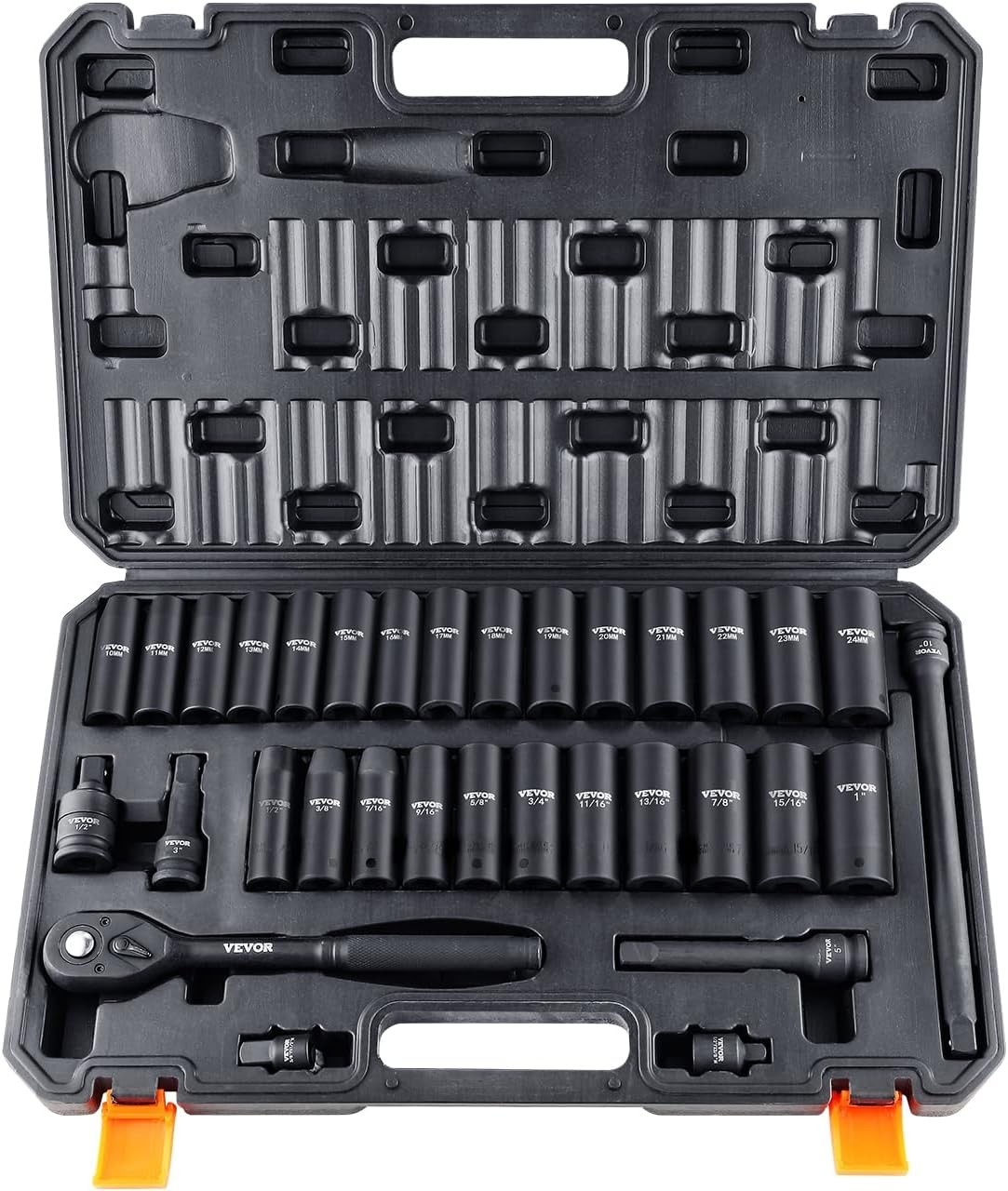 Durable 1/2″ Drive Impact Socket Set 33pcs with Storage Case